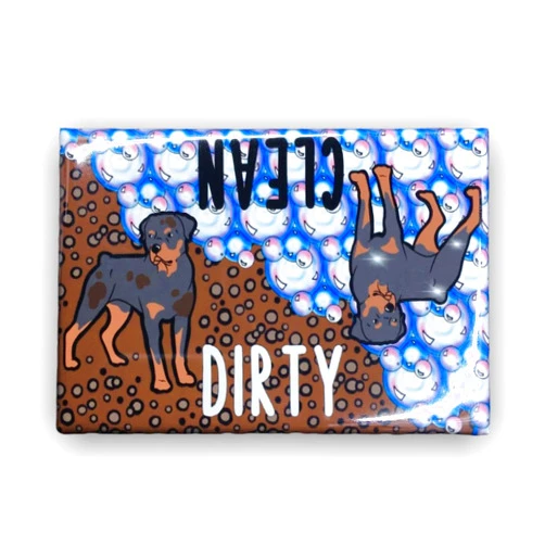 The Cloudy Corgi Rottweiler Dishwasher Magnet, Clean Dirty Dog Sign, Kitchen Accessories & Home Decor, 2x3