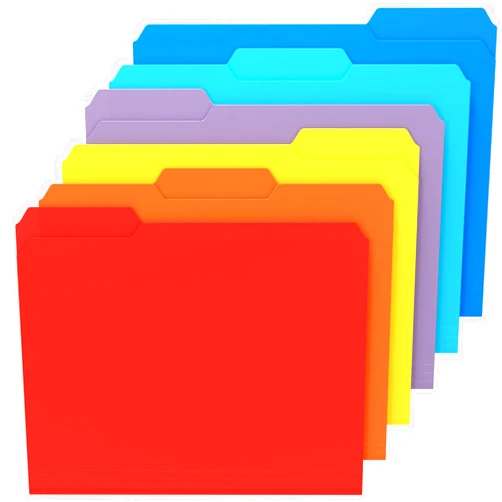 KTRIO 6 Pack Plastic File Folders Colored File Folders Letter Size - 6 Assorted Colors Poly File Folders, Heavy Duty Colored File Folders with Erasable 1/3-Cut Tab for Office School Home Organization