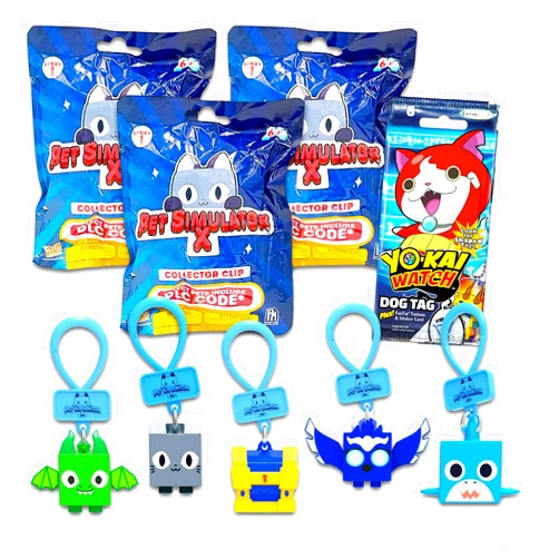 Game Party Pet Simulator Blind Bag Party Favor 3 Pack - Bundle with 3 Pet Simulator Keychain Mystery Pets Plus DLC Codes and More | Pet Simulator Clips Blind Bag for Kids