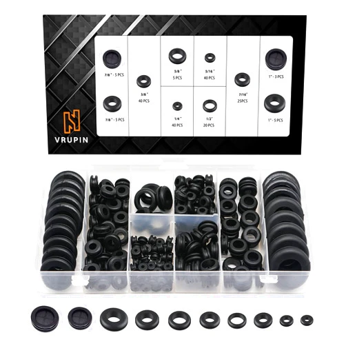 Vrupin 188 Pcs Rubber Grommets Kit - Rubber Washers for Wiring - 10 Different Sizes(1/4