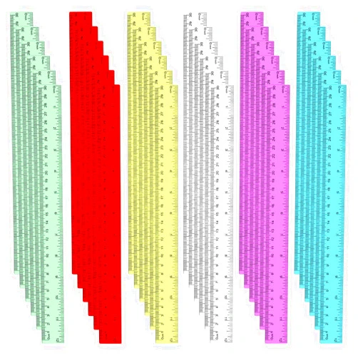 cobee 30 Pcs Plastic Rulers, 6 Colors 12 Inch Ruler Bulk Transparent Ruler Flexible Straight Ruler with Inches and Metric Scale Measuring Tools for Home School Office
