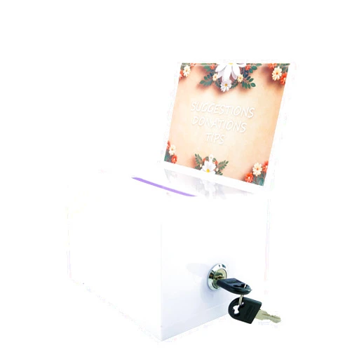 Edlike Donation Ballot Box with Lock - Secure Suggestion Box Perfect for Business Cards (6.25