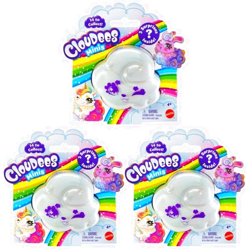 CLOUDS Cloudees Minis Collectible Hidden Toy Reveal Figure Blind Pack (Pack of 3)