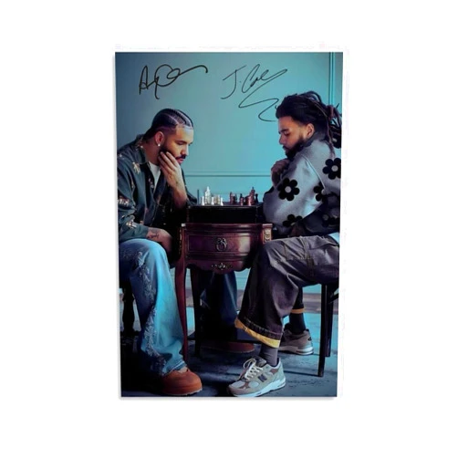 Yeepi Drake & J Cole Poster for Bedroom Aesthetic Canvas Art Wall Decor 12x18inch(30x45cm), Unframe-style