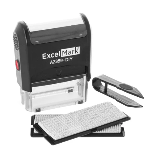 ExcelMark Self-Inking DIY Custom Rubber Stamp Kit - Personalized Stamper for Business or Home - Address Stamp, Message Stamp, and More