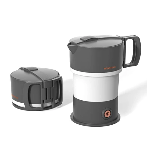 Intasting Travel Foldable Electric Kettle, Small Kettle Boiling water, 21 Once Food Grade Silicone, Dark Grey