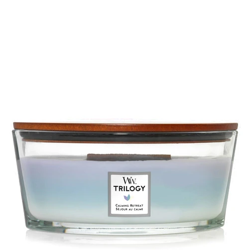 WoodWick Scented Candle with Crackling Wick, Calming Retreat Ellipse Trilogy Candle, Long Burning Candles: Up to 50 Hours Burn Time, Perfect Gifts for Women