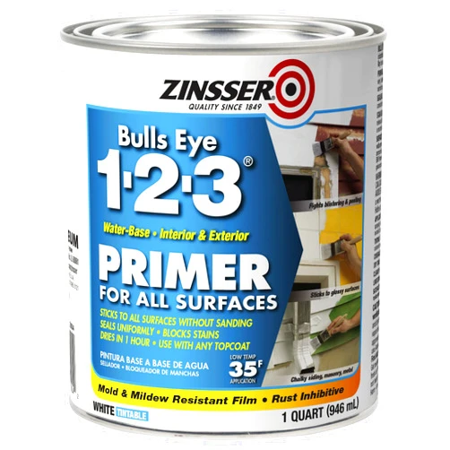Zinsser Rust-Oleum ZINSSER 1 qt 02004 White, Bulls Eye 1-2-3 Water-Based Stain Blocking Primer/Sealer