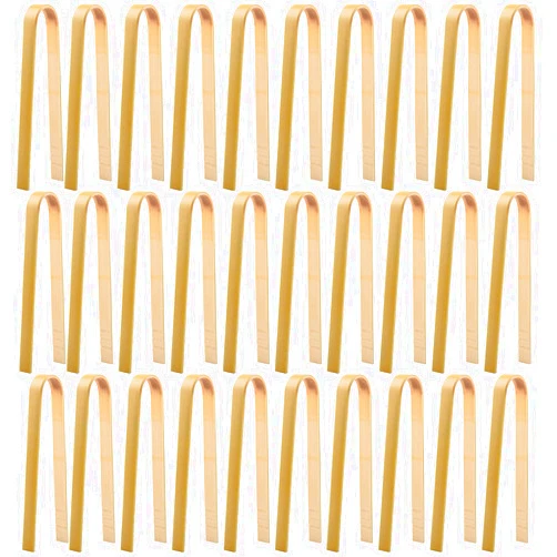 NICECRAFT 30 Pcs Wooden Tongs for Charcuterie Mini Bamboo Tongs Disposable Tongs for Serving Food NaturaL Wooden Cooking Toast Tongs