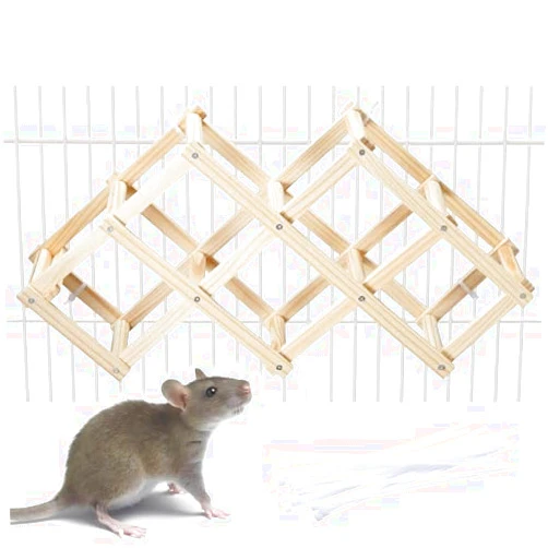 Jevnd Wooden Rat Climbing Toys, Natural Pet Rat Cage Accessories Climbing Ladder, Fancy Rats Enrichment Toys Activities, Hanging Rat Toys for Pet Rats in Cage Playing Chewing (M, 1pc)
