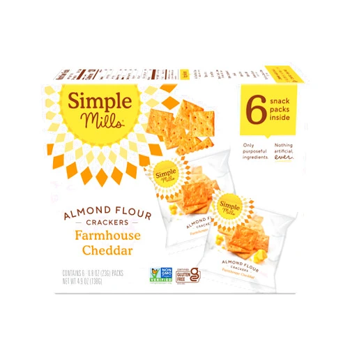 Simple Mills Almond Flour Crackers, Farmhouse Cheddar Snack Packs - Gluten Free, Healthy Snacks, 4.9 Ounce (Pack of 1)