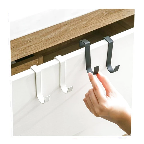 COTOBBTOR Over The Door Cabenit Drawer Hooks, J-Shape No Drill Carbon Steel Metal Heavy Duty Easy to Install Hook for Small Kitchen Cabenit Narrow Door Back Holder Bathroom Drawer for Hanging Towels (6, Black)