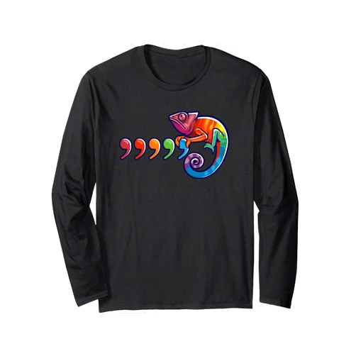 Karma Kameleon Clothiers Comma Chameleon Funny 80's Throwback THE ORIGINAL Long Sleeve T-Shirt