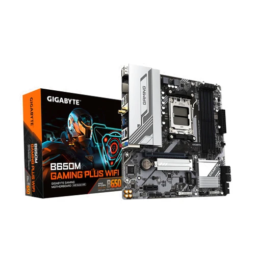 GIGABYTE B650M GAMING PLUS WIFI AM5 LGA 1718 AMD B650 M-ATX, DDR5, PCIe 4.0 M.2, PCIe 4.0, USB 3.2 Gen 1 Type-C, Wi-Fi 6E, 2.5GbE LAN