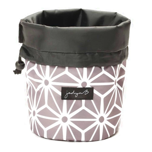 Jadyn Durable Cinch Top Makeup Organizer - Compact Travel Makeup Bag - 7 Interior Pockets for Cosmetics - Drawstring Toiletry Travel Bag for Women - 6L Storage Capacity - (Geometric Gray)