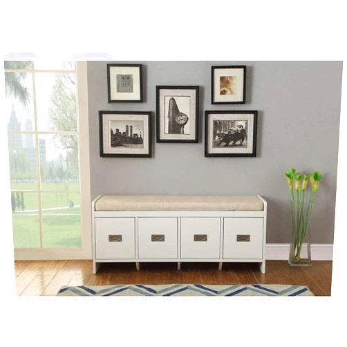 Knocbel Home Collection Storage Bench with Removable Cushion, 4 Drawers & Wooden Sled Base, 48