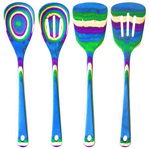 Totally Bamboo Baltique Mumbai Collection 4 Piece Cooking Utensil Set, Safe for Nonstick