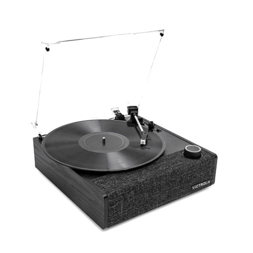 Victrola Eastwood II Record Player, Black Finish Turntable with Speakers, Bluetooth 5.1 and Vinyl Stream Technology, Vintage Style 3-Speed Vinyl Player, Audio Technica AT-3600LA Cartridge