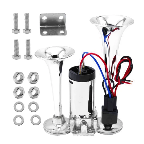 Saihisday 600DB Air Horn Kit 12V Dual Trumpets Super Loud Air Horn Speaker with Air Compressor for Boat Truck Train Motorcycle