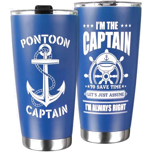 FROOBLEQUIRK 20 oz Boating Tumbler – Captain & Boat Owner Gift, Nautical Accessories for Men, Pontoon Boater Gift, Funny Boat Lover Drinkware