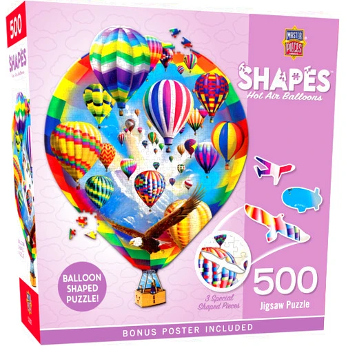 MasterPieces 500 Piece Shaped Jigsaw Puzzle for Adults, Family, Or Youth - Hot Air Balloons - 19.09