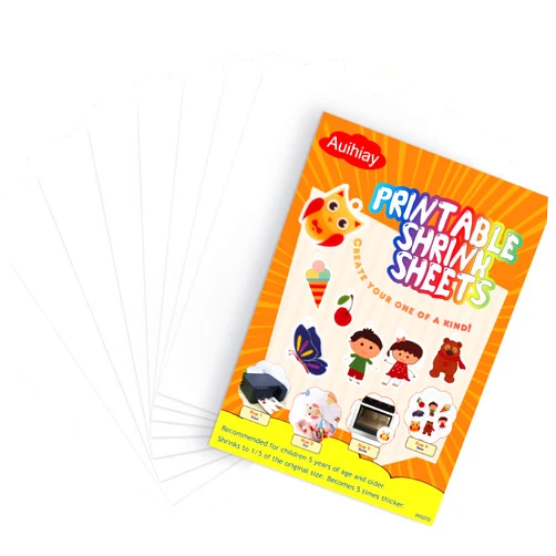 Auihiay 8 Sheets Semitransparent Printable Shrink Plastic Shrink Film Papers for Inkjet Printer Kids DIY Craft Activity Christmas Ornament, Mothers Day Gifts, 11.6 x 8.3 inch / 29.5 x 21 cm