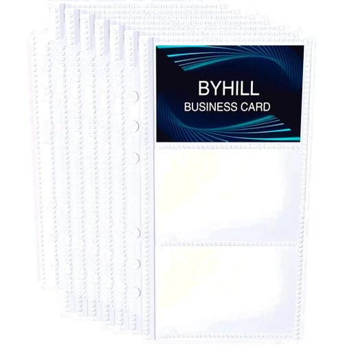 BYSTER 40 Pack 240 Pockets A6 Binder Business Card Sleeves, Ultra-Clear K-pop Photocard Sleeves, Double Sided 3 Pocket 6 Ring Planner Refill Pages for Business Card, Credit Card and K-pop Photocard