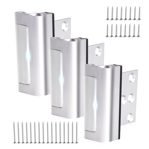 AWDIA Door Safety Locks for Toddlers, Home Security Door Lock, Childproof Door Reinforcement Lock for Inward Swinging Door, Door Locks for Kids Safety to Prevent Unauthorized Entry (Silver, 3 Pack)
