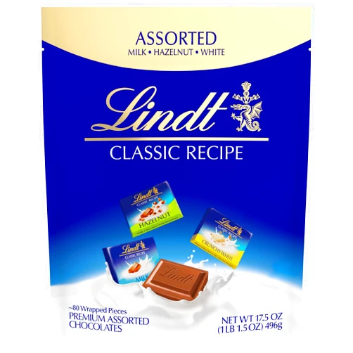 Lindt CLASSIC RECIPE Assorted Chocolate Individually Wrapped Pieces, Milk Chocolate Candy, 17.5 oz.
