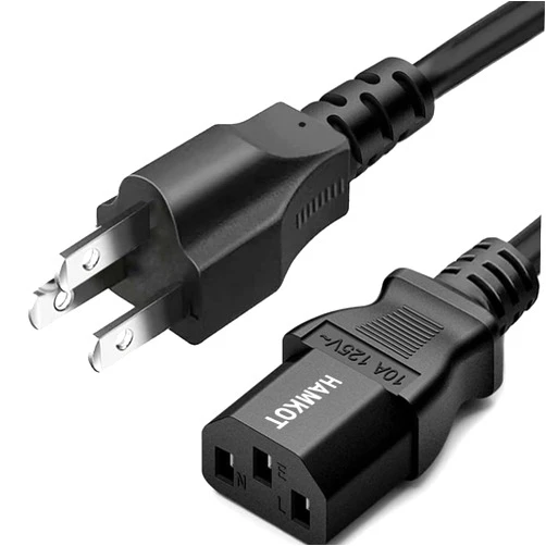 HAMKOT Standard 5ft (1.5m) 10 Amps 125 Volts Black 3 Prong AC Power Cord Cable for Electronics