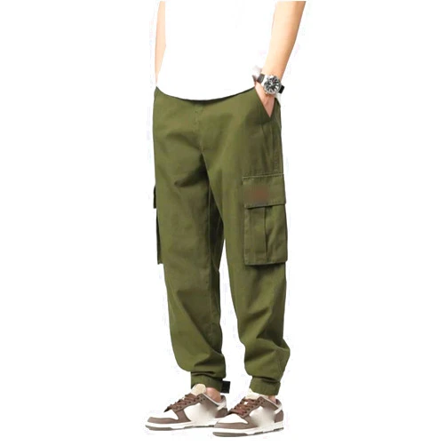 Aoleaky Spring Black Cargo Pants Multi-Pockets Pant Summer Men Loose Wide Leg Pants Cotton Casual Outdoor Trousers