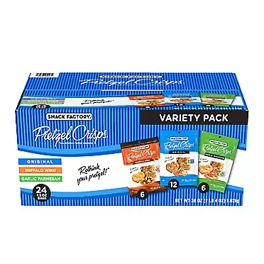 Snack Factory Pretzel Crisps Variety Pack, Individual 1.5 Ounce Snack Packs, 24 Ct Variety Pack Single Serve