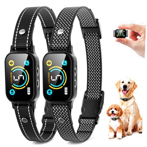 Ianciu 2 Pack Bark Collar, Smart Dog Bark Collar for Large Medium Small Dogs, Rechargeable Ultra-Light Training Collar with Beep Vibration, Anti Barking Device with 5-Level Sensitivity (Black)