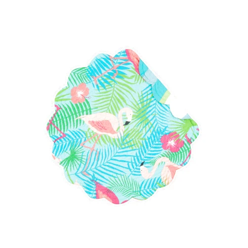 C&F Home Isla Tropics 17'' X 17'' Flamingo Round Quilted Single Cotton Reversible Machine Washable Placemat Round Placemat Green