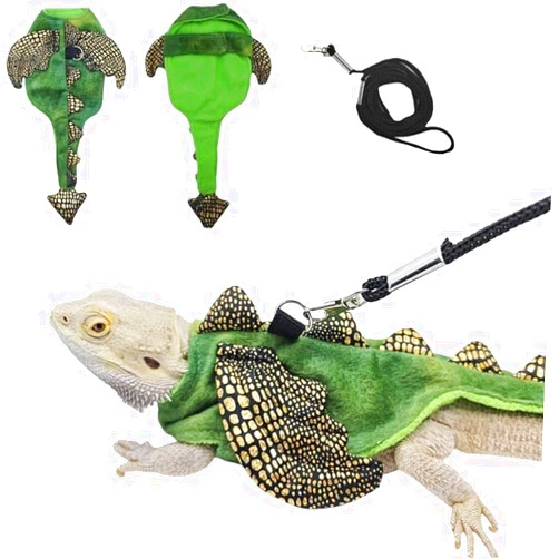 FORZENA Bearded Dragon Harness Leash Adjustable Soft Halloween Costume Lizard Dinosaur Leash Harness Outdoor Walking Lead Control Rope for Bunny Guinea Pig (S)