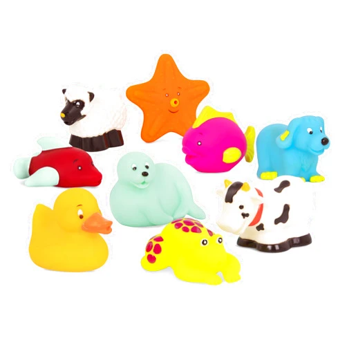 B. toys - Animal Bath Squirts Water Play Set - 9 Colorful Baby Toys with Textured Designs - Safe Toddler Toys for Tub Time Fun - Kids Toys for Splashing & Learning - Easy-Grip Bath Time Companions