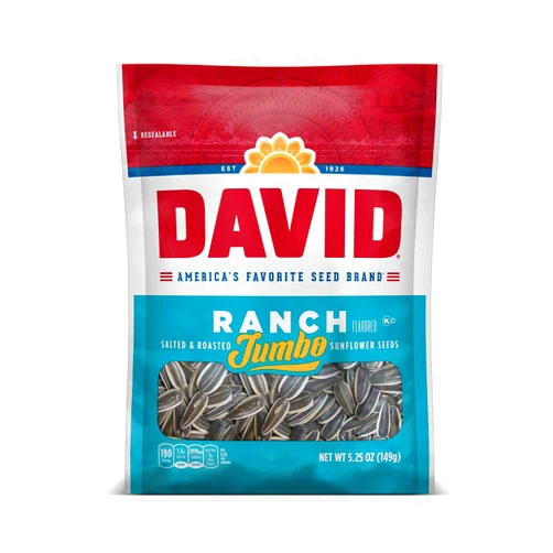 DAVID Seeds DAVID Roasted and Salted Ranch Jumbo Sunflower Seeds, 5.25 oz, 12 Pack
