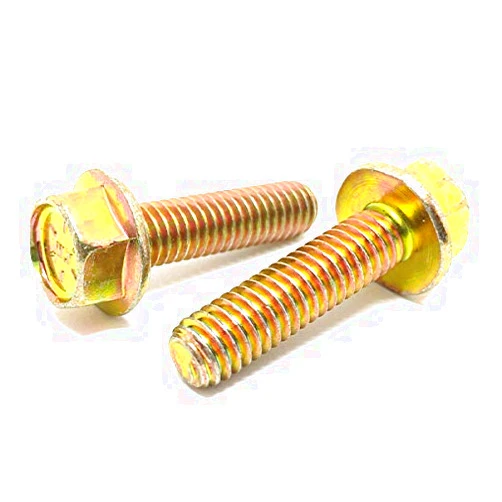 BoltsandNuts.com (50 Pieces) 3/8-16x1-1/4 Grade 8 Hex Flange Bolts Screws UNC Coarse Full Threads Zinc Yellow