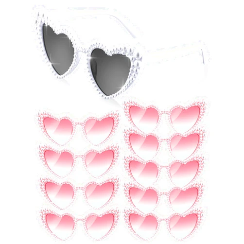 Saysurey 10 Pcs Bachelorette Party Sunglasses Pearl Heart Shaped Sunglasses Bridesmaid Gifts for Women Bride Wedding Party