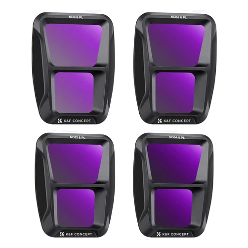 K&F Concept 4 Pack ND/PL Filter Set Compatible with DJI Air 3, ND8/PL ND16/PL ND32/PL ND64/PL Neutral Density Polarizer Multi-Function Filter, Multi-Coated HD Optical Glass Lightweight Gimbal Safe