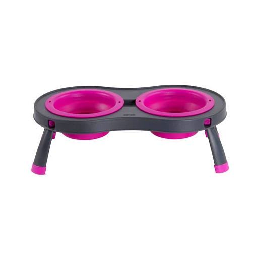 Dexas Pets Double Elevated Pet Feeder, Fuchsia, Large/2.5 Cup Capacity Bowls