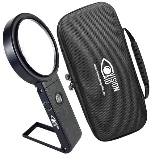 Vision Aid 30x Hands-Free Magnifying Glass with USB Rechargeable 36 LED Lights, Storage Case | 40x Loupe Magnifier with Stand for Reading Coins Low Vision