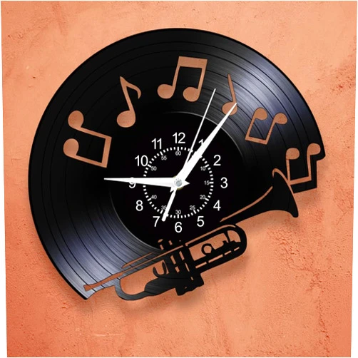 TIMEGLOW 12 Inch Jazz Music Wall Clock, Jazz Band Vinyl Record Wall Clock Vintage Decorative Silent Non Ticking Musical Instrument Wall Watch Clock Battery Operated for Music Room Studio Jazz Lovers