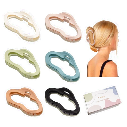 Viabty 6 Pack Large Claw Clips for Thick Hair, 4.3 Inch Big Hair Clips for Women Thick Thin Curly Long Hair 90's Hair Claw Clips Matte Jaw Clip Strong Hold Hair Styling Accessories Jumbo Claw Clips for Hair