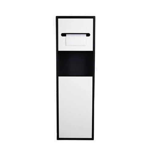 HJLKDYM Stainless Steel Bathroom Niche, Toilet Paper Holder, Stainless Steel Shower Niche with Trash Can, Recessed Niche Toilet Brush Holder Storage Rack(Black Frame)