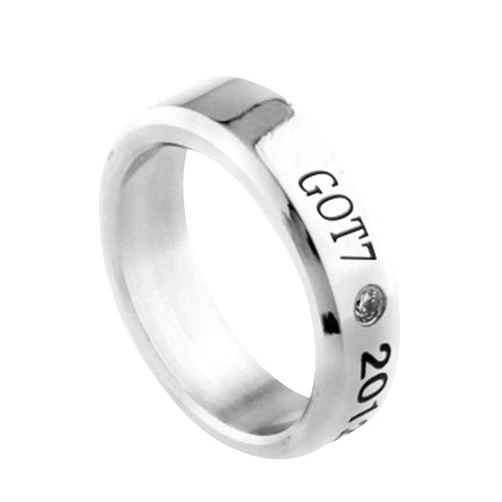 NationInFashion GOT7 Titanium Steel Ring Crystal with Free Steel Chain Kpop