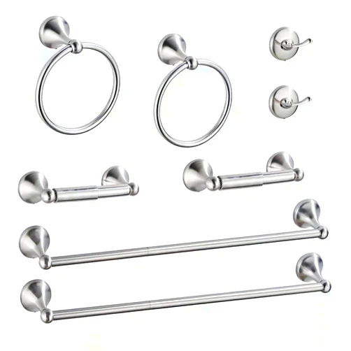Chihod 8-Pieces Bathroom Hardware Set, 14/24 Towel Bar for Bathroom, Towel Ring Wall Mounted, Brushed Nickel Toilet Paper Holder, Robe Towel Hooks Steel, Hand Towel Holder, Bathroom Accessories Set
