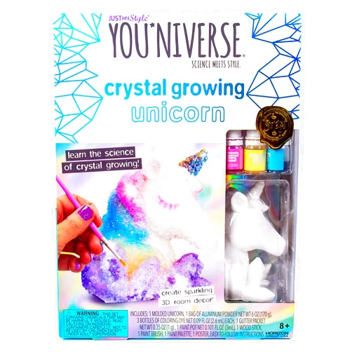 YOUNIVERSE Just My Style You*niverse 3D Crystal Growing Unicorn, at-Home STEM Kits for Kids Age 6 and Up, Grow Your Own Crystals, DIY 3D Unicorn
