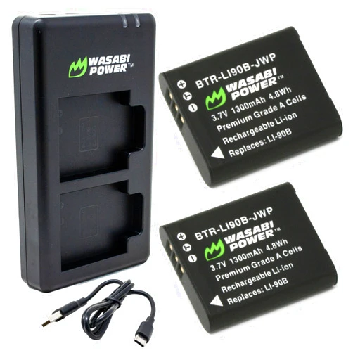 Wasabi Power Battery (2-Pack) and USB-C Dual Charger for Ricoh DB-110 and Ricoh GR III, GR IIIx, Theta X, WG-6, G900, G900 II, G900SE II