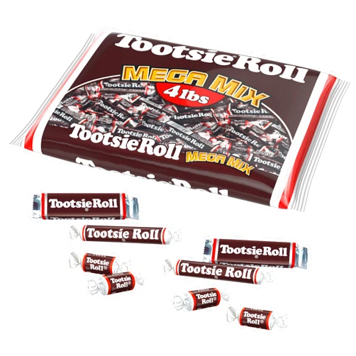 Tootsie Roll Mega Mix, 4 Different Shapes and Sizes of Classic Chocolatey Tootsie Rolls - 4 Pound Bag